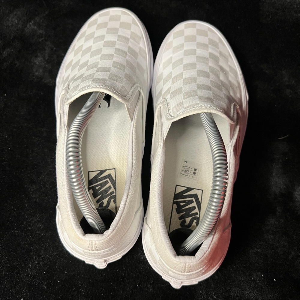 Vans Classic Slip On Unisex M7/W8.5 Sneakers White Checkerboard Skateboard Shoes - Picture 6 of 8
